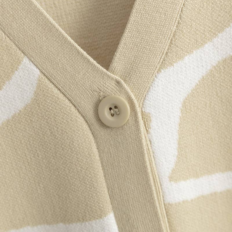 AUTUMN/WINTER JACQUARD KNIT V-NECK LONG COAT