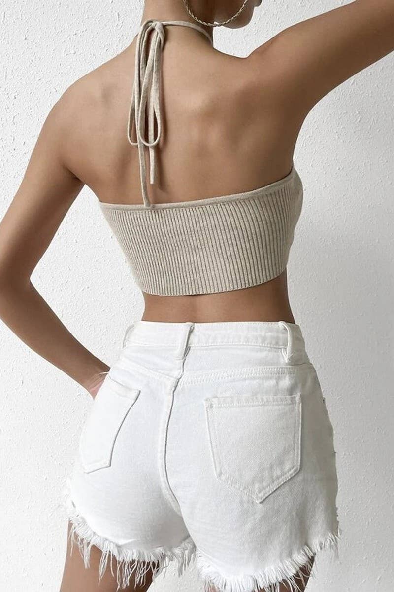 CWTTSL0364_ELEGANT BACKLESS HALTER NECK KNITTED VEST