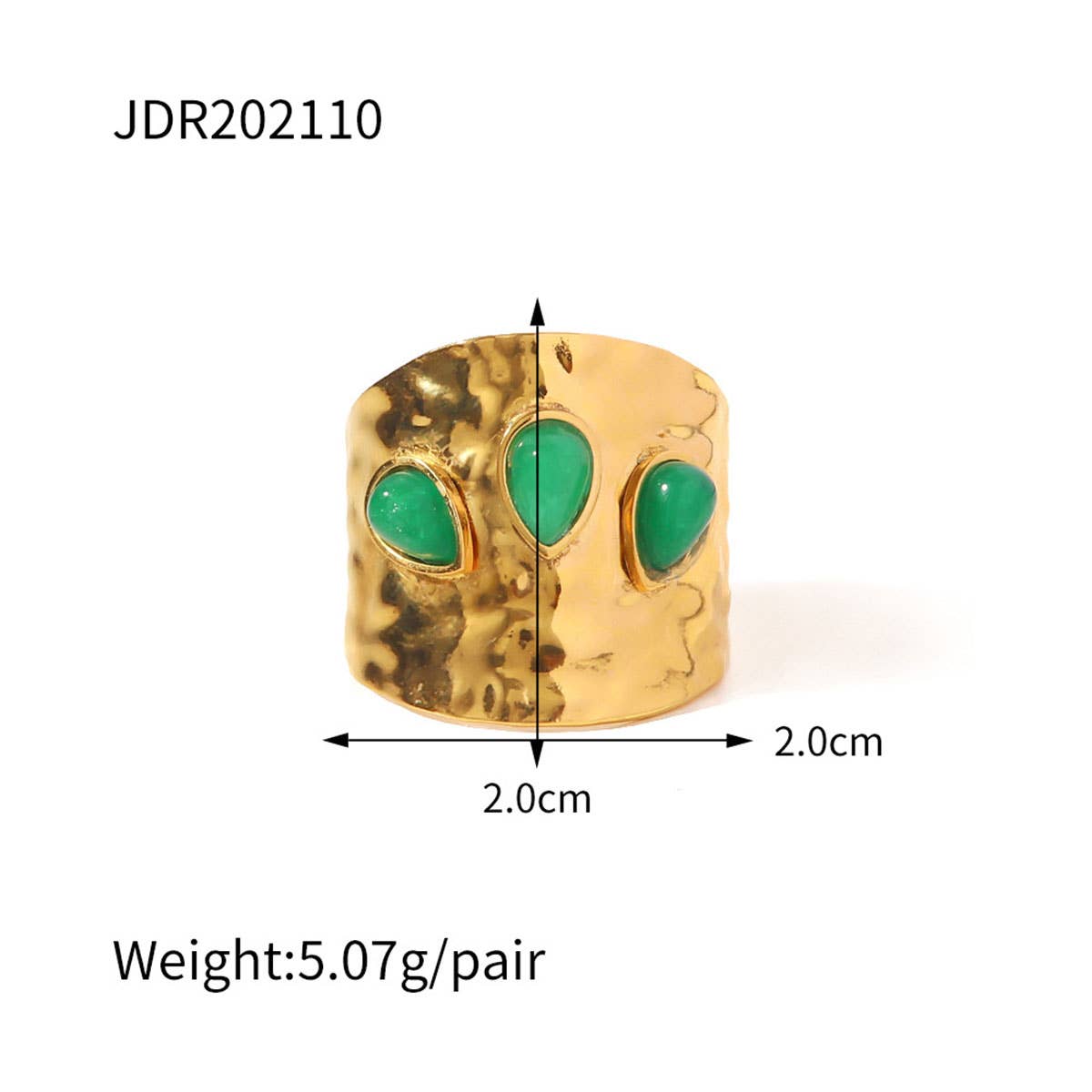 GREEN NATURAL STONE WIDE RINGS STAINLESS STEEL