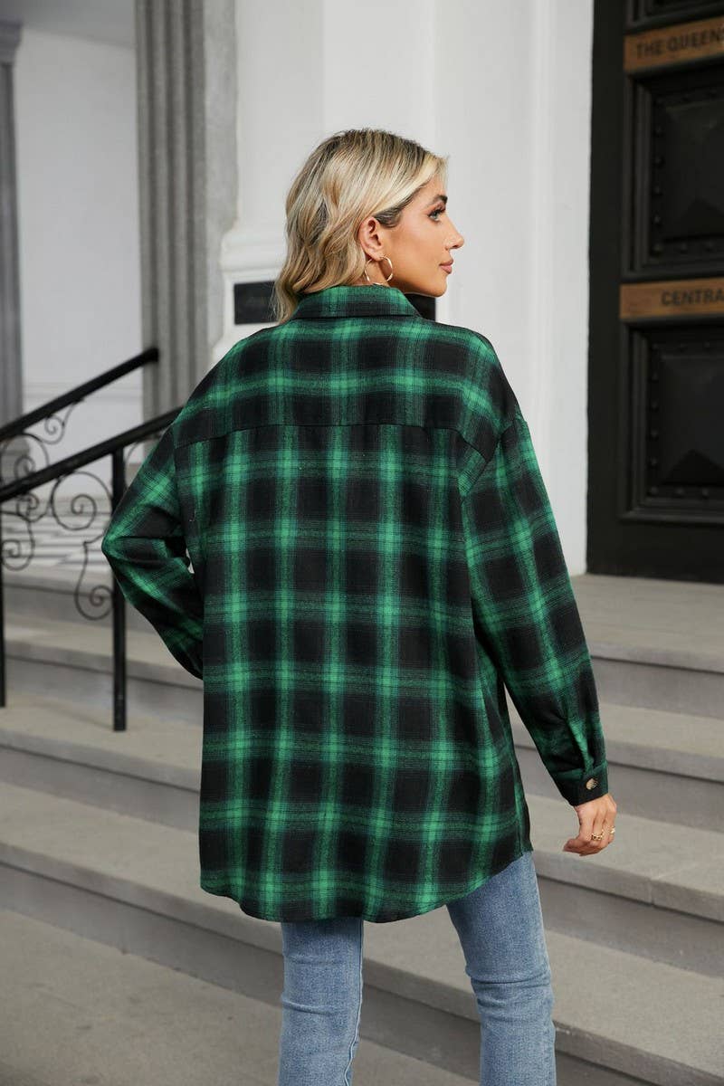 CWTSTL1296_CASUAL PLAID BRUSHED LONG SLEEVE SHIRT