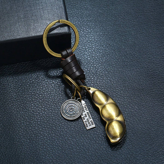 NEW HAND-WOVEN COWHIDE KEYCHAIN