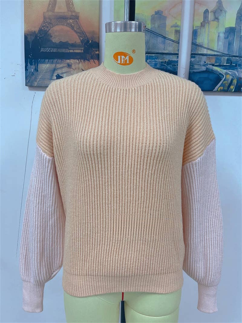 CWOSWL1400_Crew Neck Pullover Casual Sweater