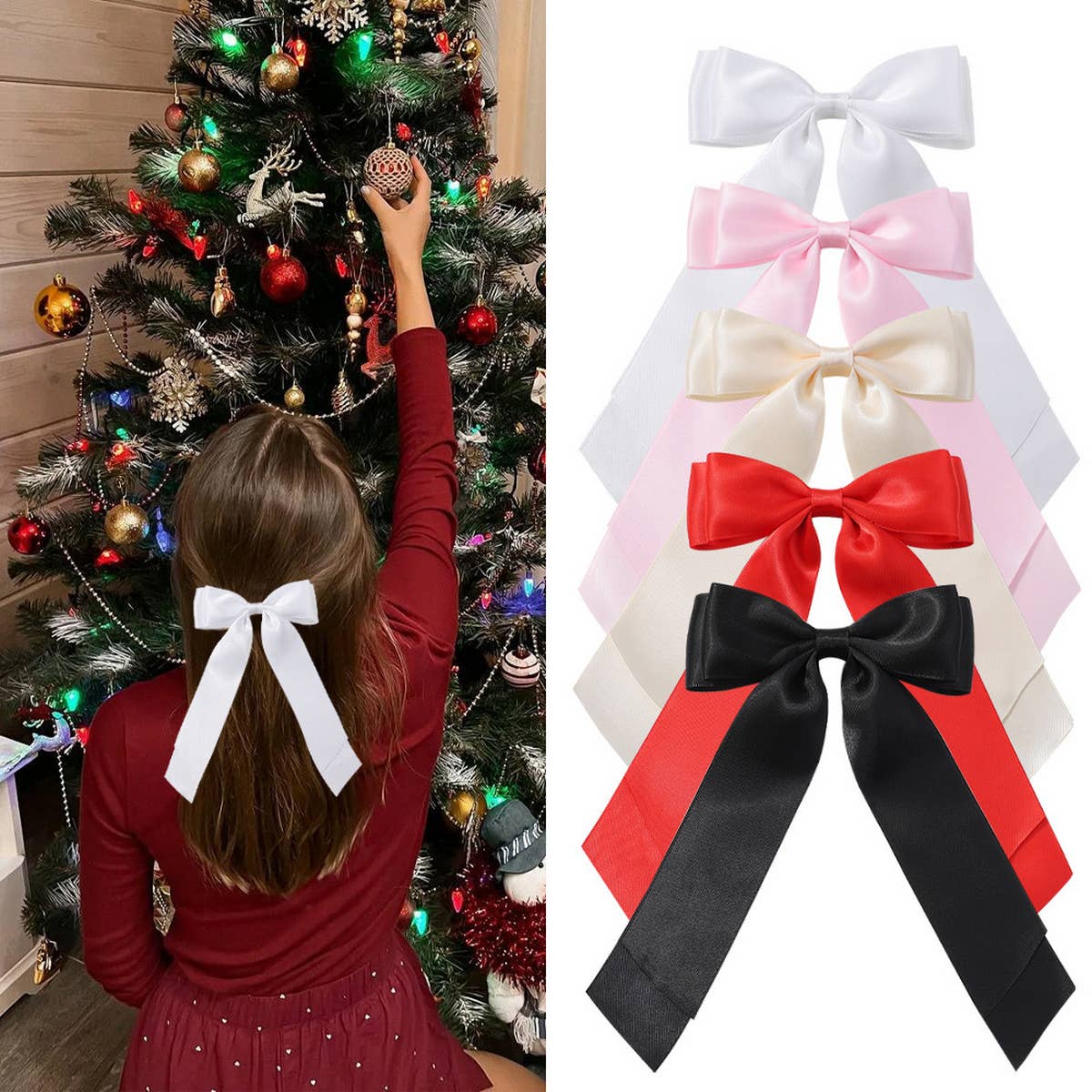CHILDREN'S CANDY COLOR RIBBON BOW HAIRPIN