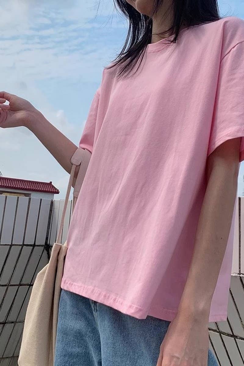 CWTTS0973_SOLID COLOR CASUAL T SHIRT