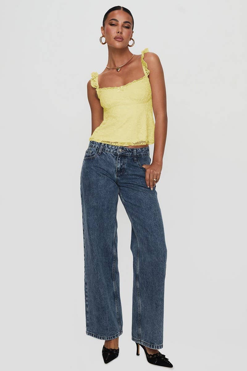 CWTTK0934_SOLID COLOR SEXY LACE PANEL CAMI TOP