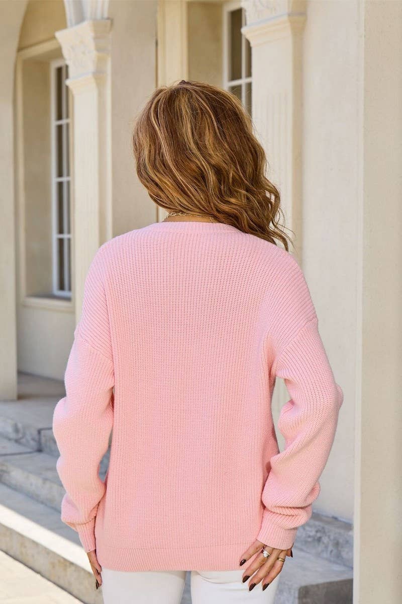 CWOSWL07607_BOW BUTTON CREWNECK LONG SLEEVE KNIT TOP