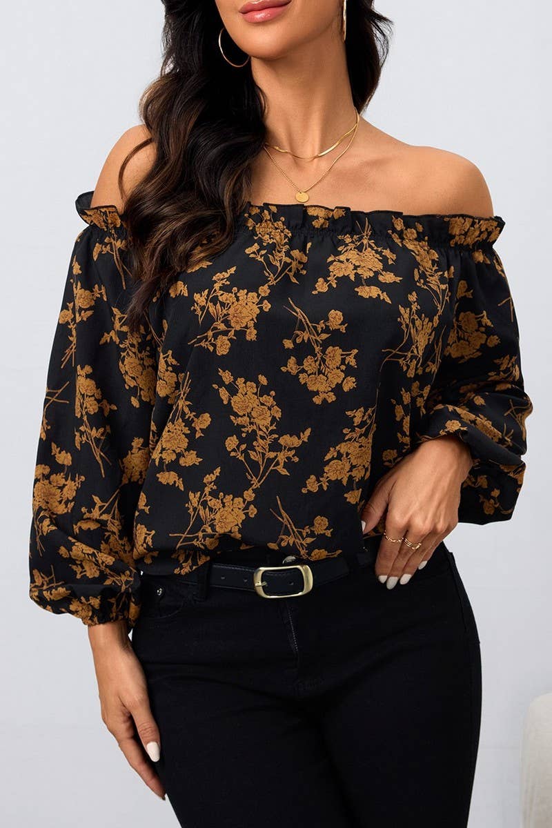 CWTSTL01041_2025 WOMEN OFF SHOULDER FLORAL PRINT BLOUSE TOP