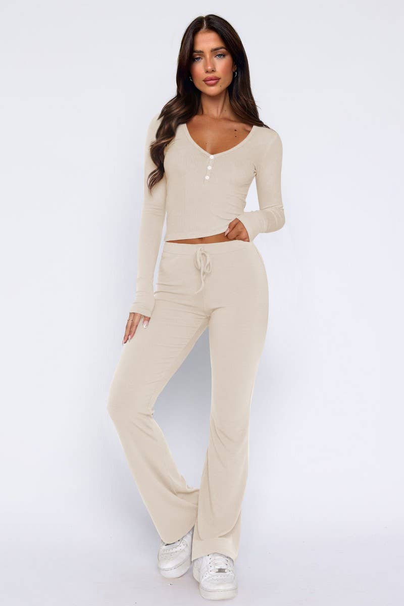 CWSS1264_SUMMER TOPS CASUAL PANTS STYLISH TWO PIECE SET