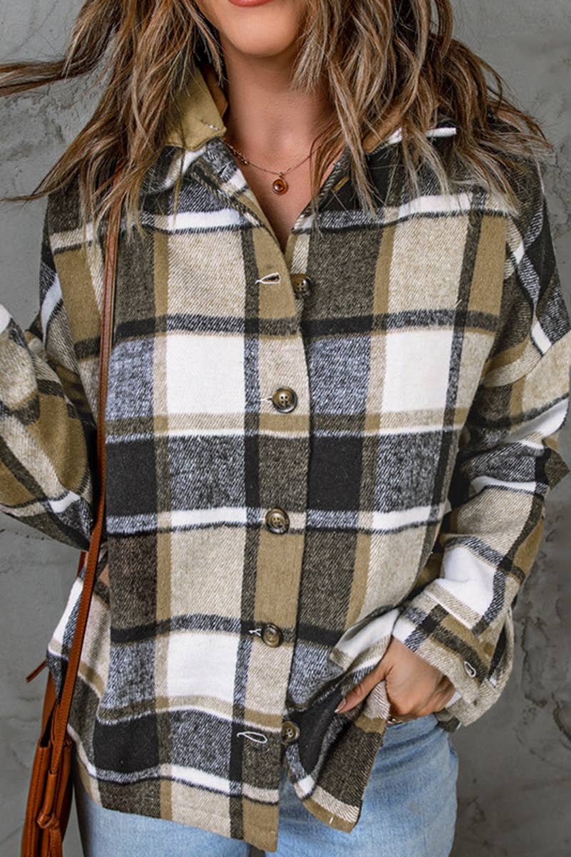 CWTSTL2383_PLAID HOODED LONG-SLEEVED SHIRT JACKET