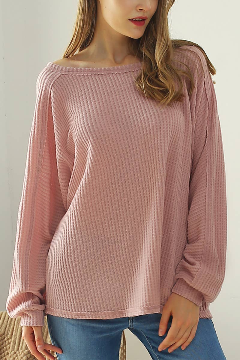 CWTTL1094_RAW DETAILED LOOSE FIT SOFT SWEATER KNIT TOP