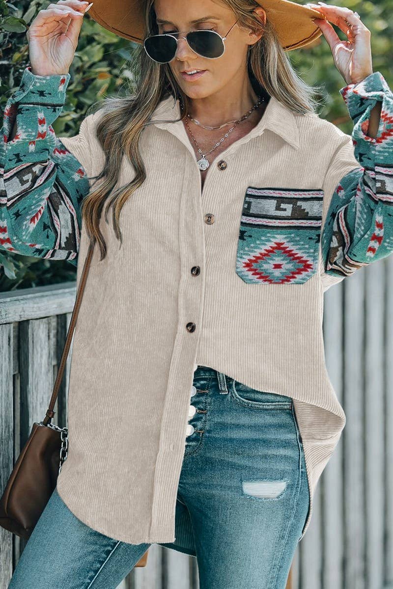 CWOCO0416_ETHNIC STYLE PATCHWORK SHIRT THIN JACKET