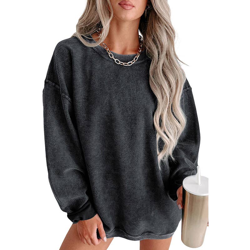 Fashion women's thread knitted long-sleeved loose hoodie