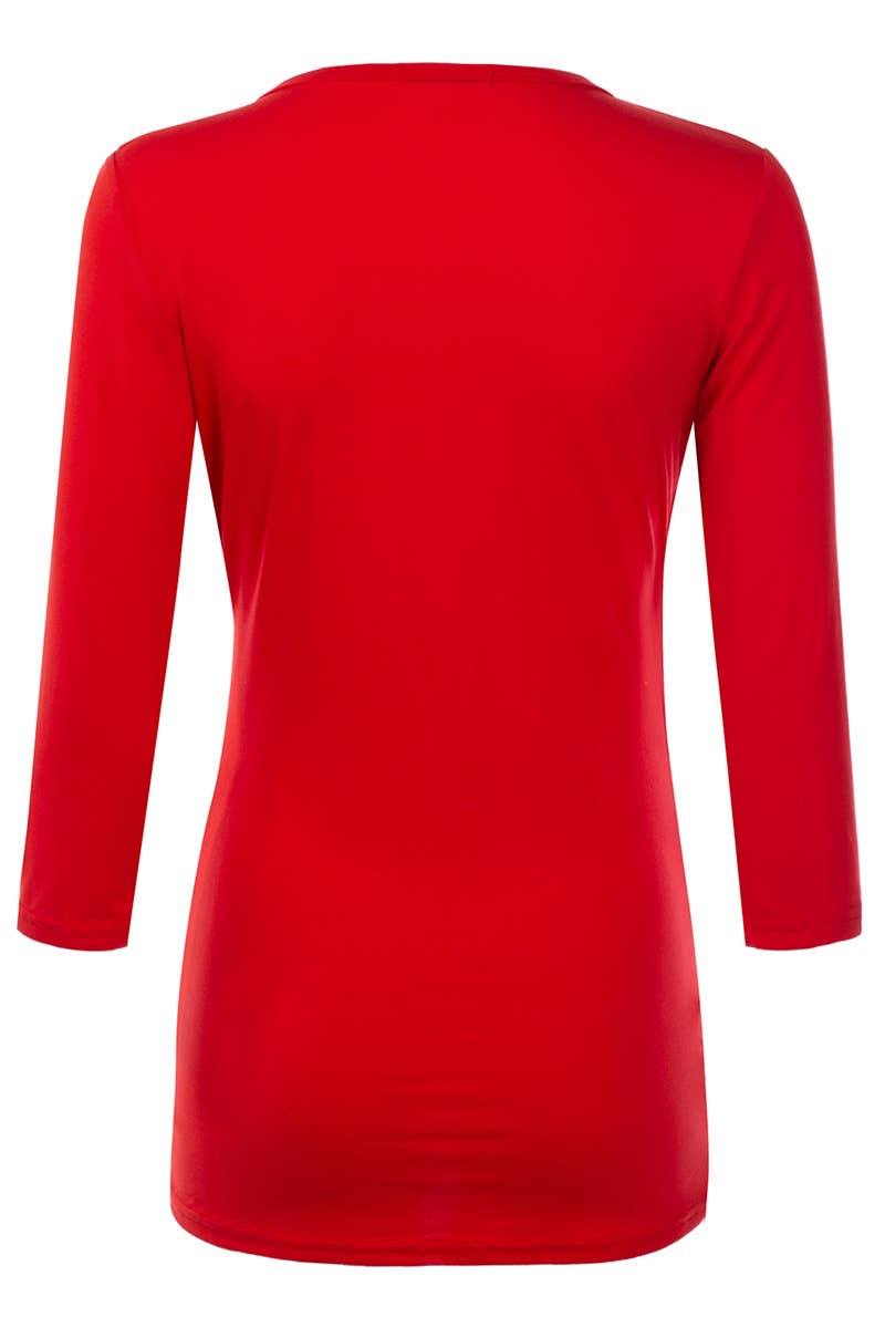 CWTTL1403_3/4 Sleeve Tank Tops Deep V-Neck Surplice Wrap