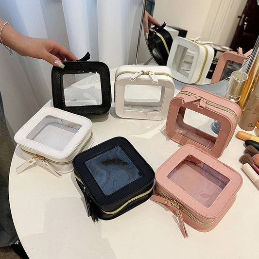 WHITE SIMPLE FASHION TRANSPARENT COSMETIC BAG_CWAB4368