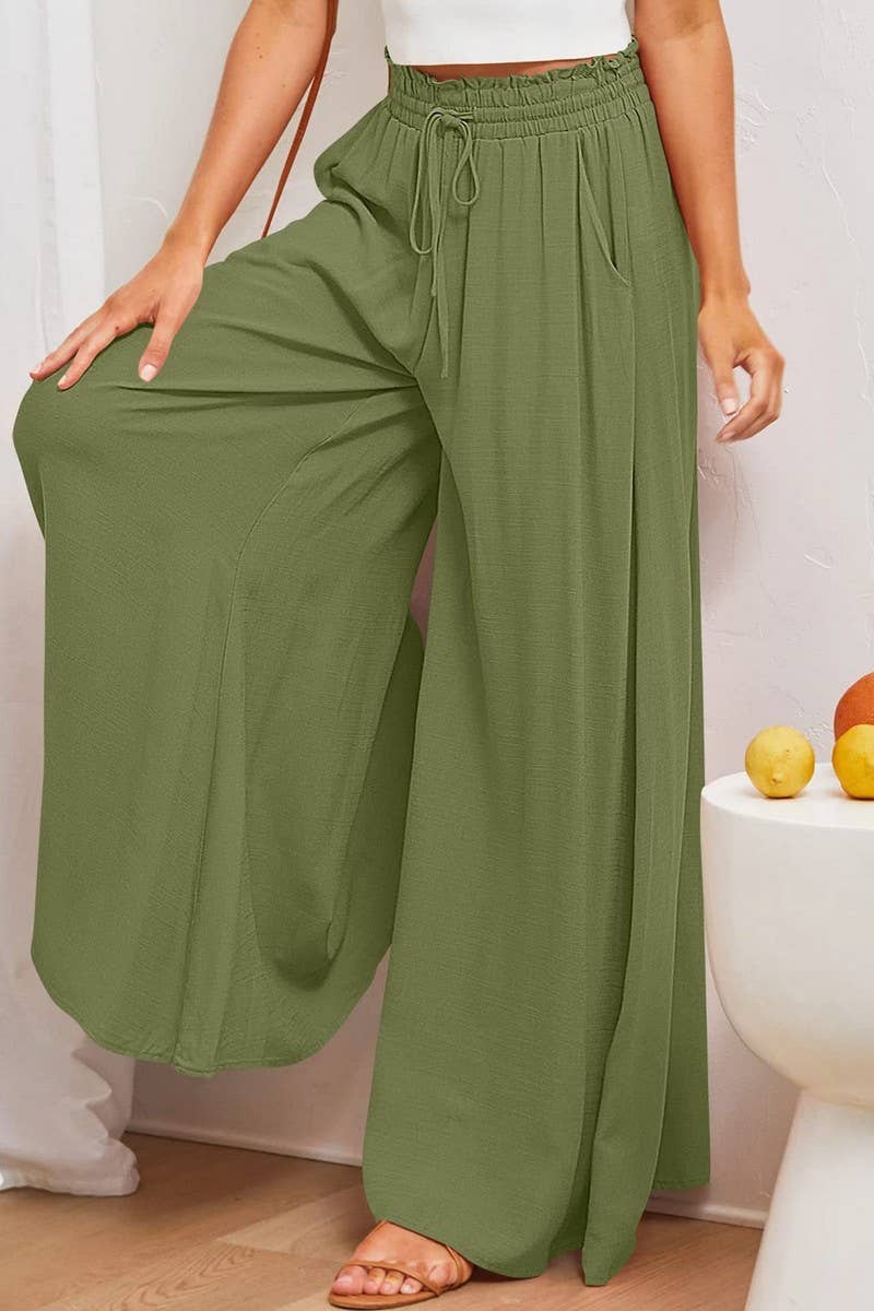 CWBLP0710_CASUAL ELASTIC WAIST WIDE LEG PANTS