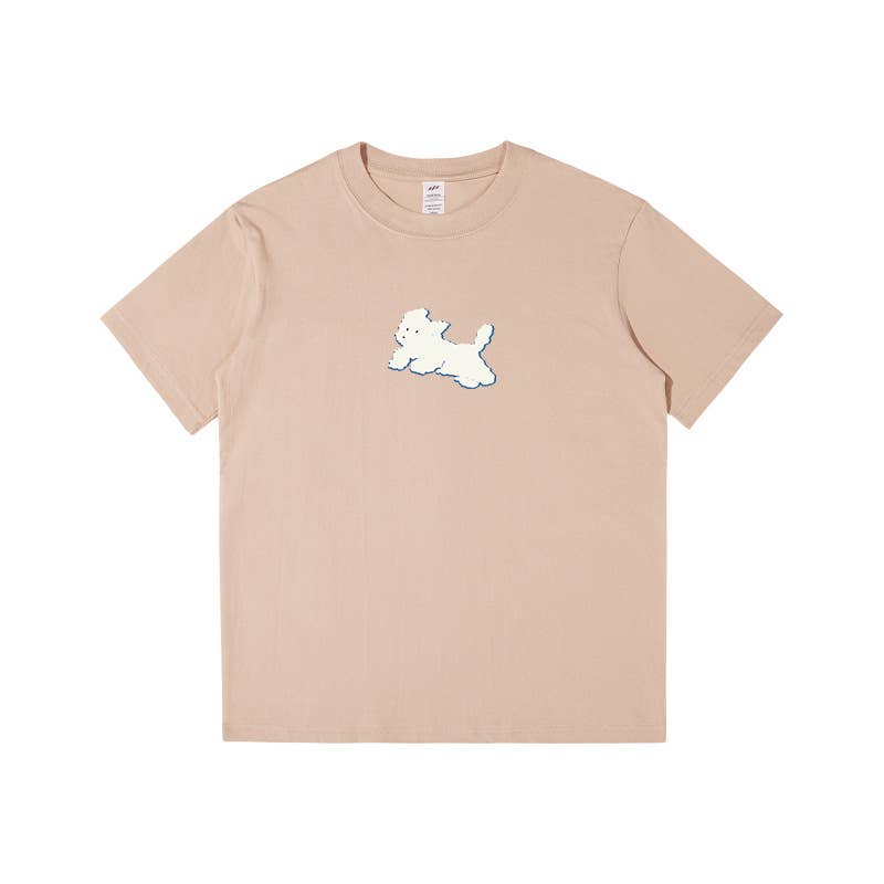 CWTTS0927_LITTLE WHITE DOG PRINT CREW NECK SHORT SLEEVE