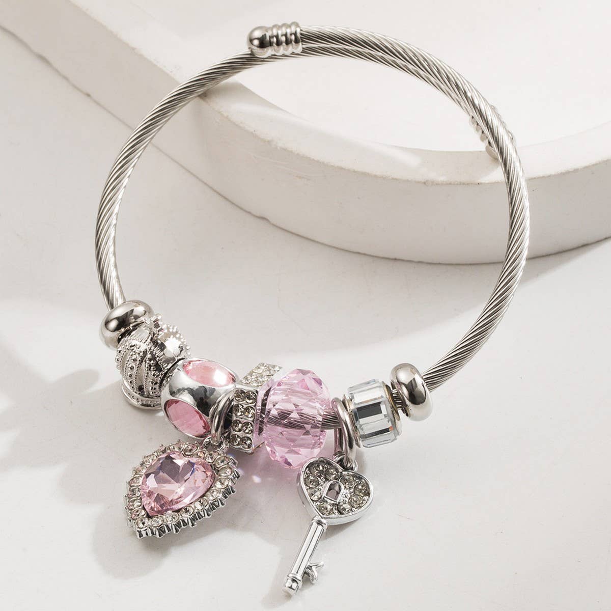 Trendy Elephant & Heart Steel Bracelet for Couples