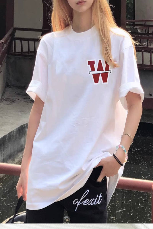 CWTTS0972_ LETTER W PRINTED T SHIRT