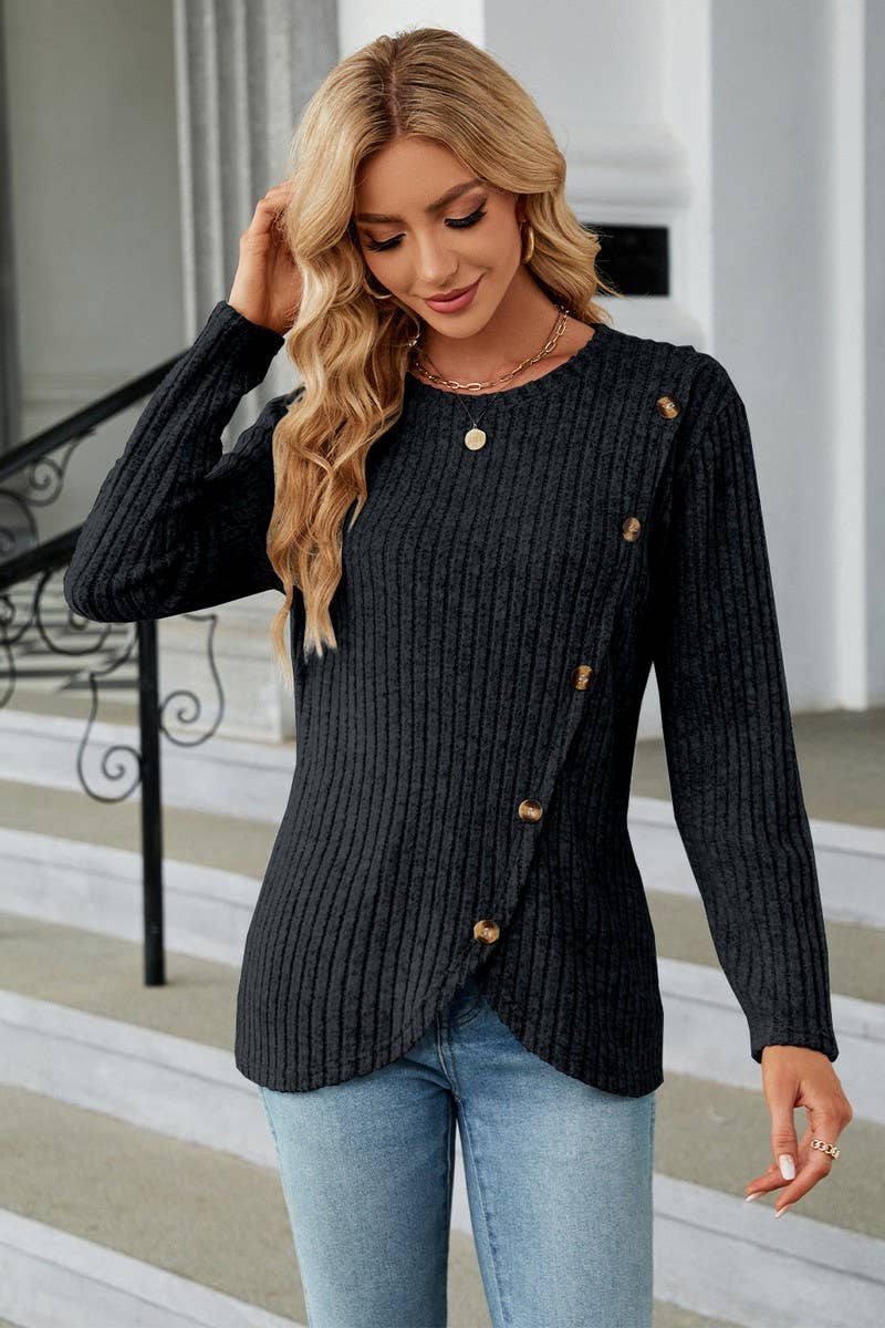 CWTBLL1114_LONG SLEEVE ROUND NECK TULIP HEM BOTTOMING SHIRT