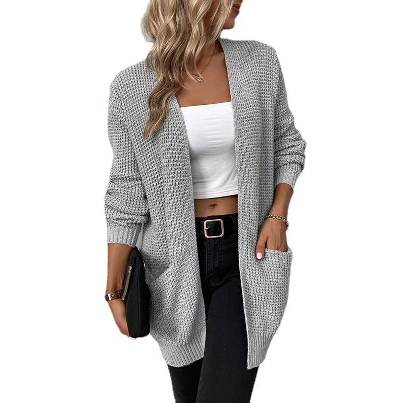 CWOCAL358 Casual Cable Open Front Cardigan Sweater