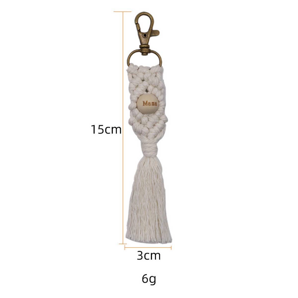LETTER PENDANT COTTON ROPE BRAIDED KEYCHAIN