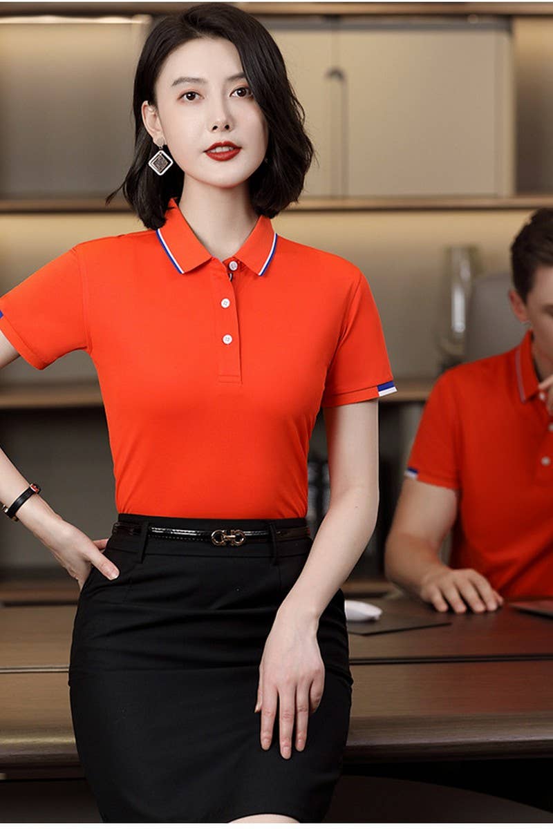 CWTBLS02441_COTTON EMBROIDERED CASUAL SHORT SLEEVE POLO