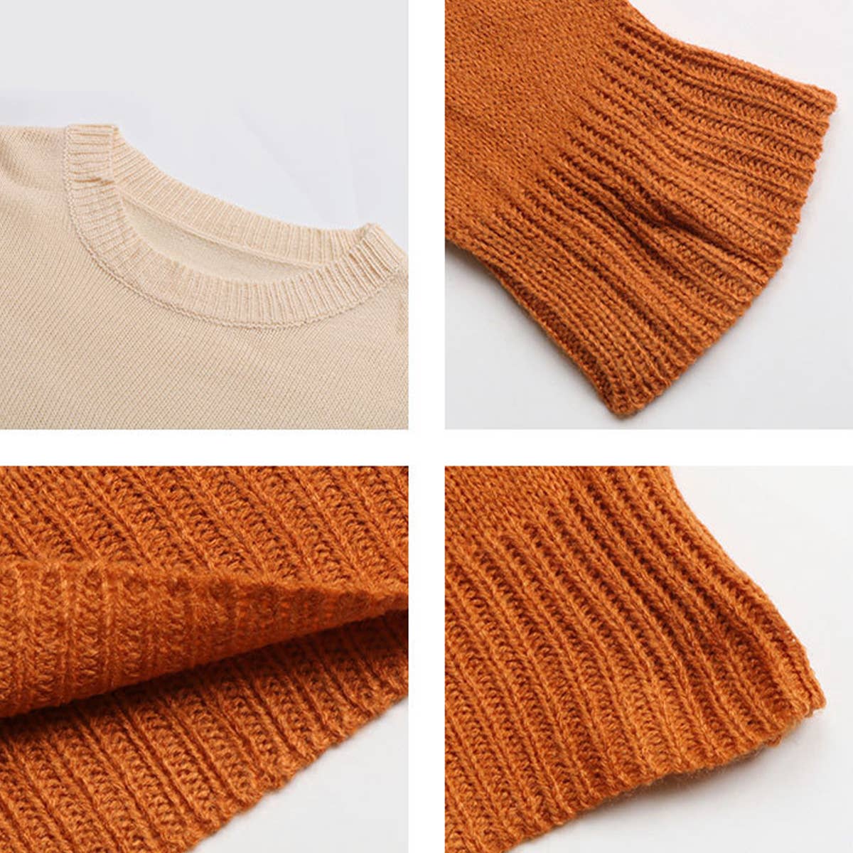 CASUAL COLOR MATCHING LONG-SLEEVED BASE SWEATER