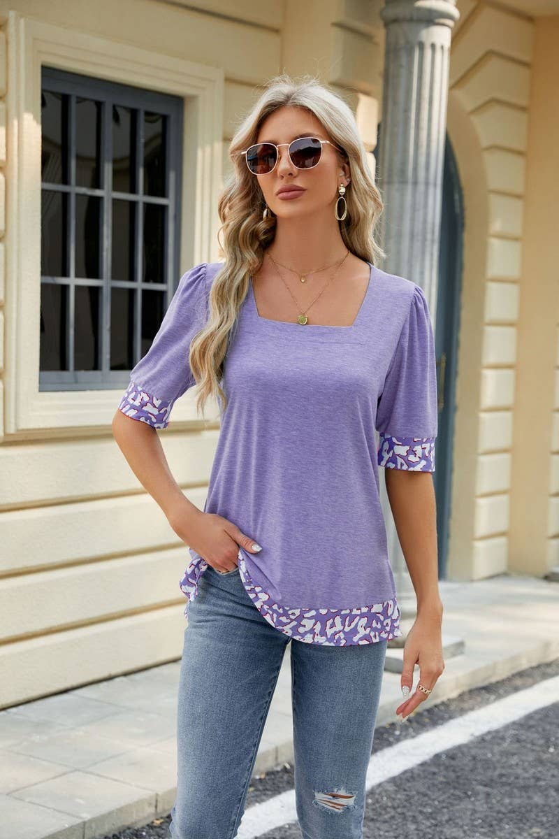 CWTTS0762_Sweetheart Neck Shirt Sleeve Top
