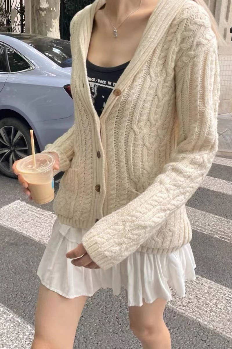 CWOCAS00009_CASUAL SIMPLE BUTTON LONG SLEEVE KNIT CARDIGAN