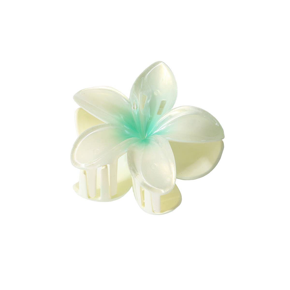 CWAHA07429_PEARL GRADIENT PLUMERIA HAIR CLAW CLIP LARGE