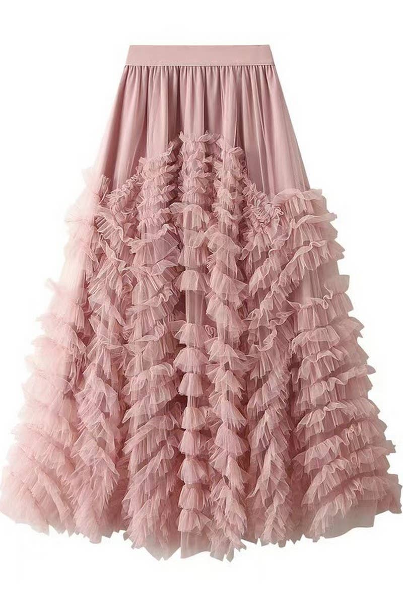 CWBLS0516_HIGH-END MESH TIERED GOWN VOLUMINOUS SKIRT