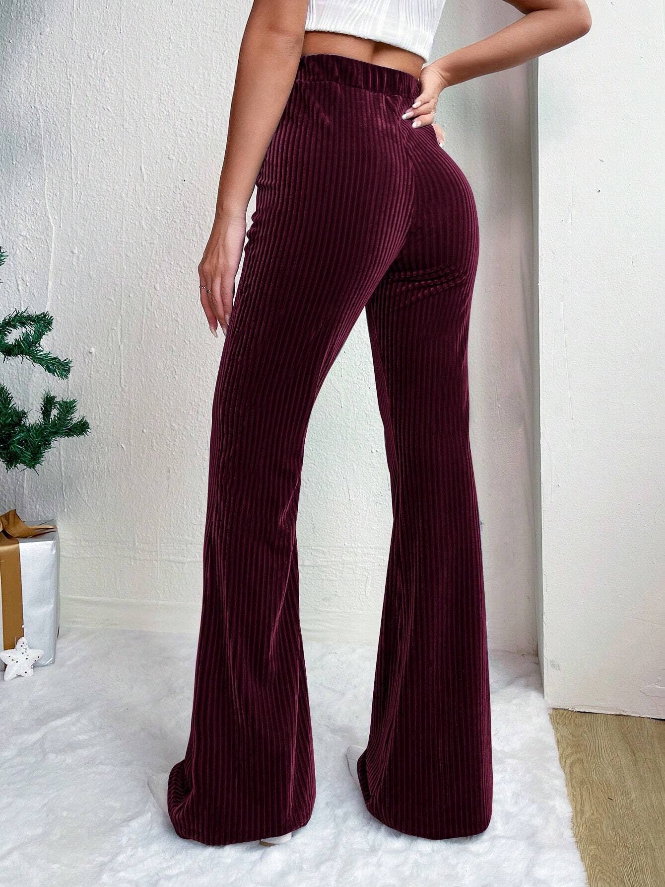 CORDUSTER FLARES SOLID COLOR WIDE-LEG PANTS