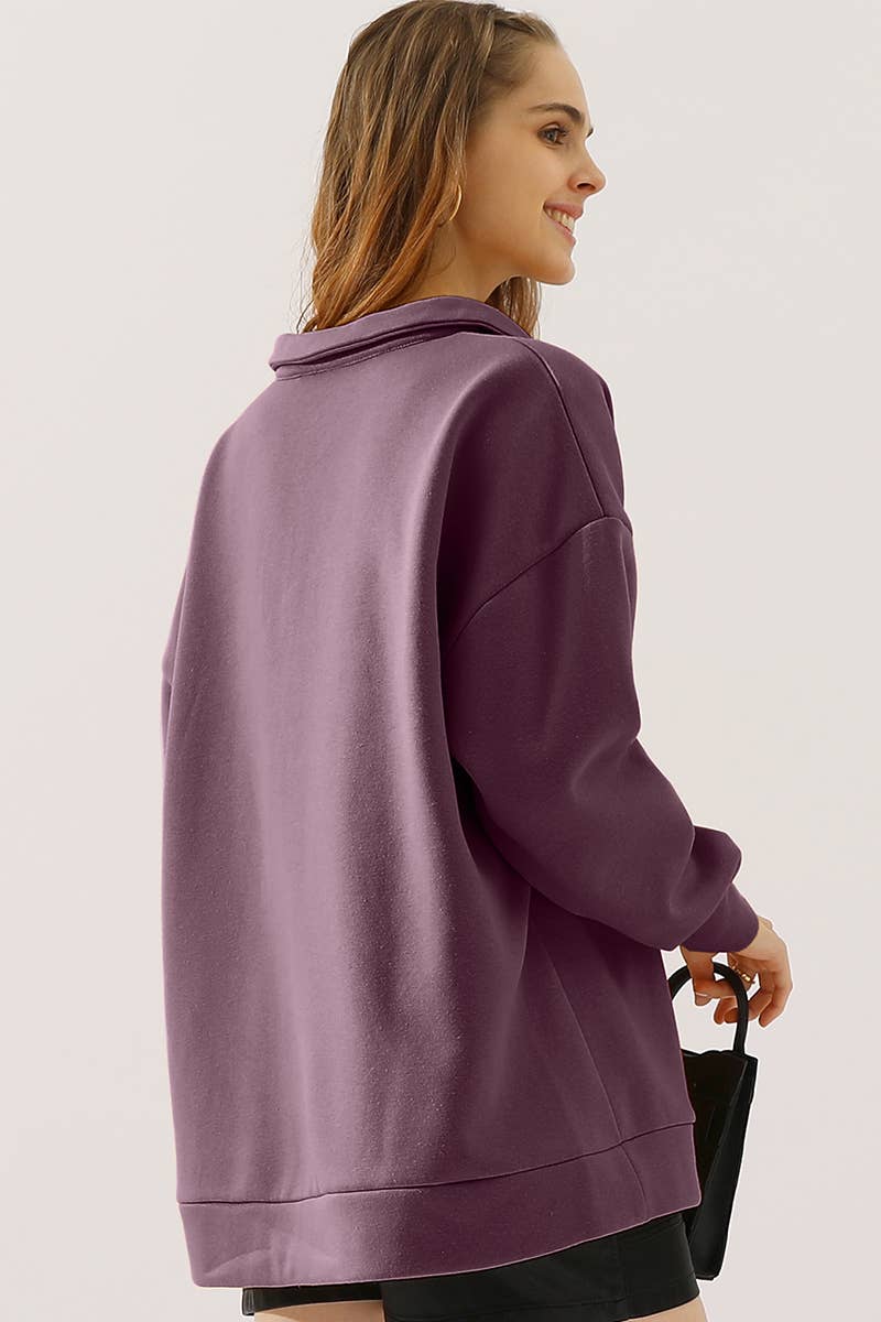 CWOHOL431_Zip Neck Lightweight Pullover Sweatshirt