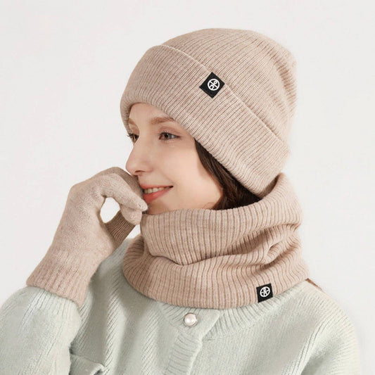 WINTER WARM WOOL HAT SCARF GLOVES THREE-PIECE SET