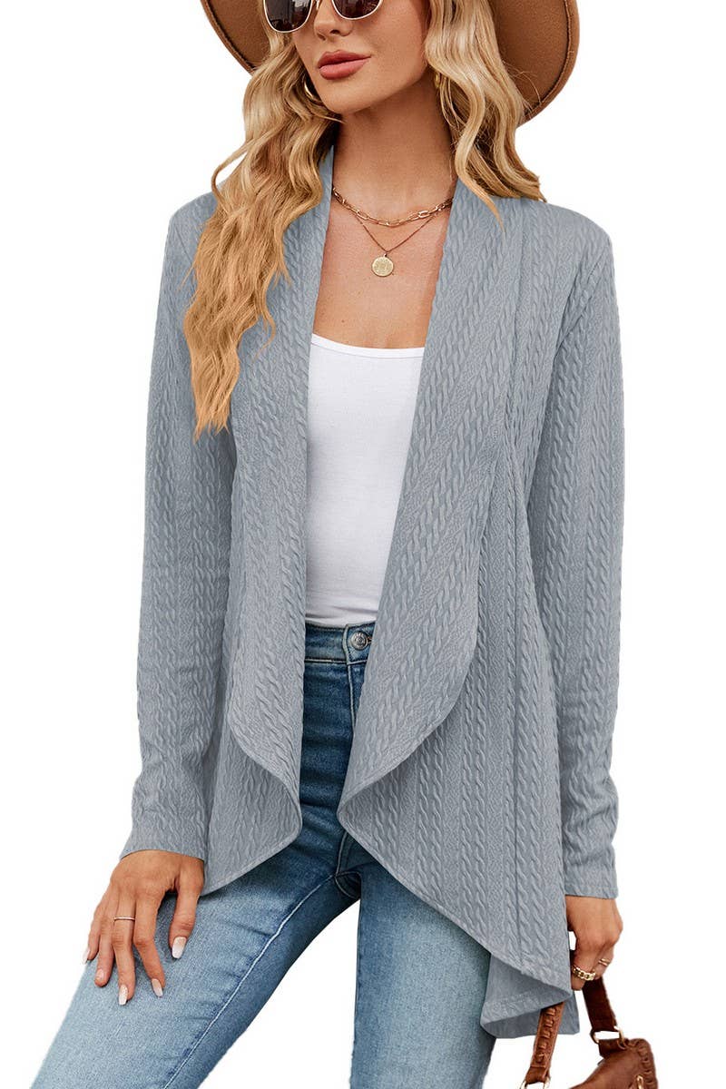 CWOCAL1936_LONG-SLEEVED SOLID COLOR LOOSE KNITTED CARDIGAN