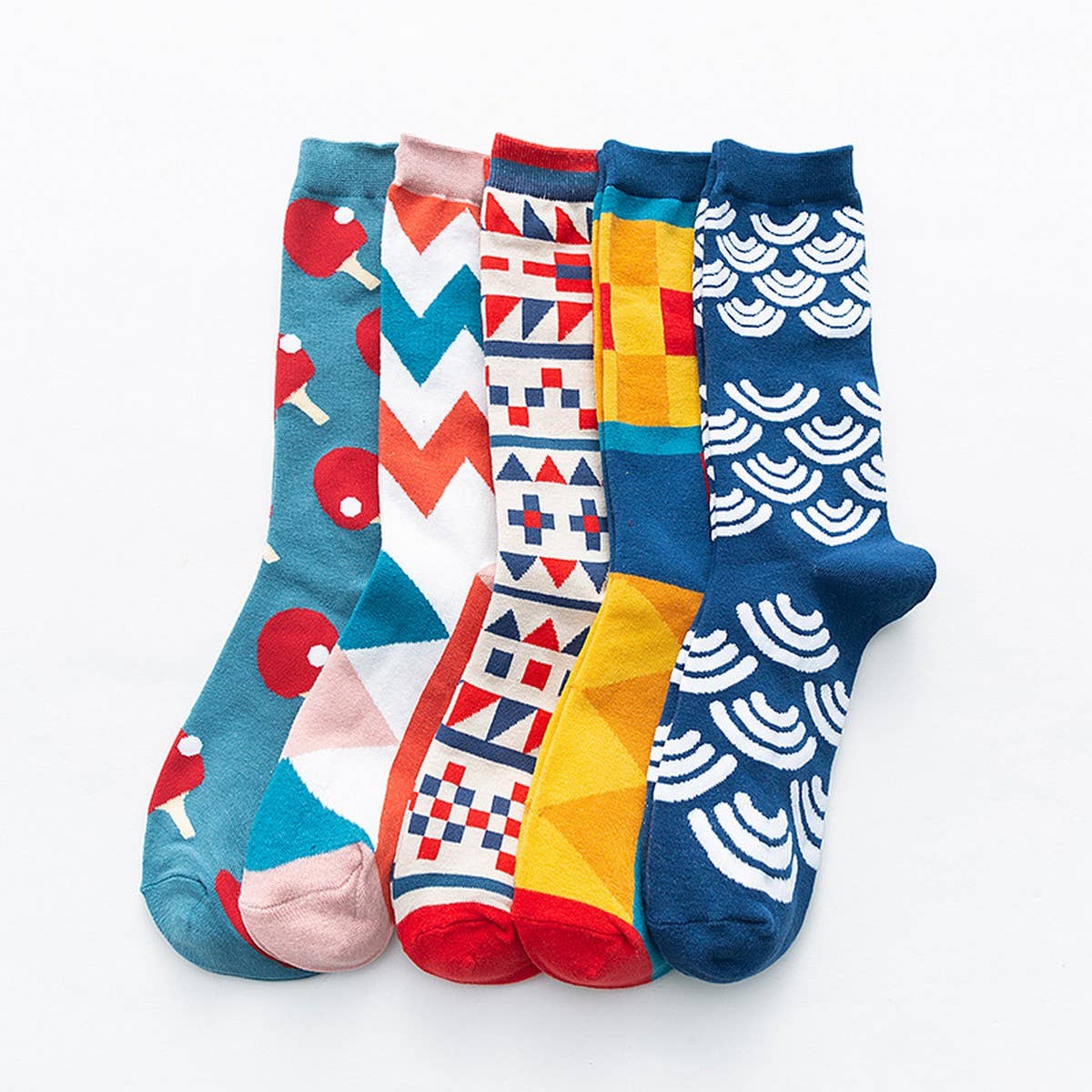 CWMS02733_COLORFUL CREW SOCKS CASUAL SPRING FALL WINTER