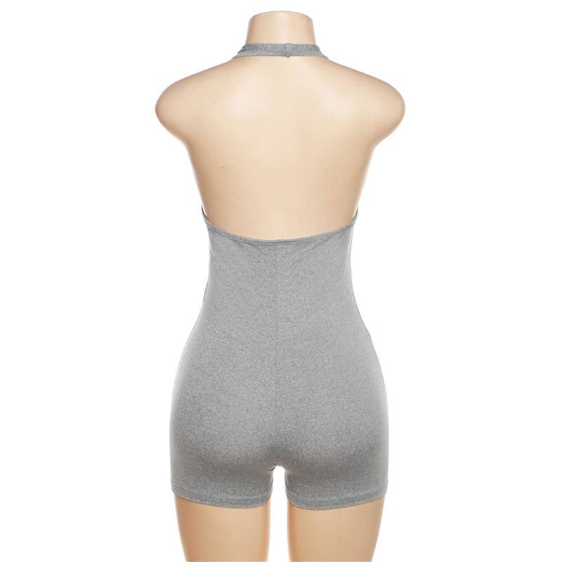 Casual Halter Neck Backless High Waist Romper