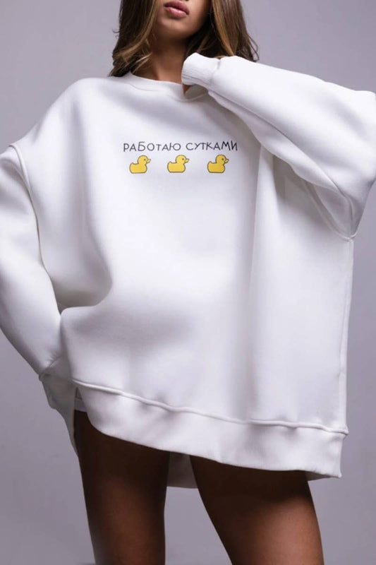 CWTBLL1667_AUTUMN WINTER DUCK PRINT LONG-SLEEVED HOODIE