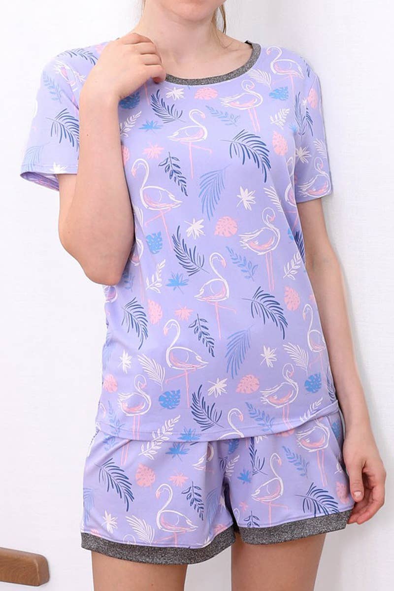 CWSPJ031-P_SHORT SLEEVE TOP WITH SHORTS PAJAMA SET