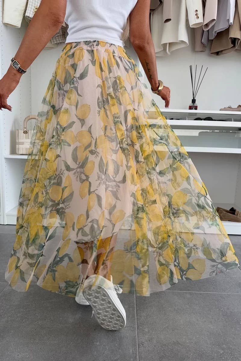 CWBLS0565_NEW PRINT ELASTIC WAIST WIDE SWING SKIRT