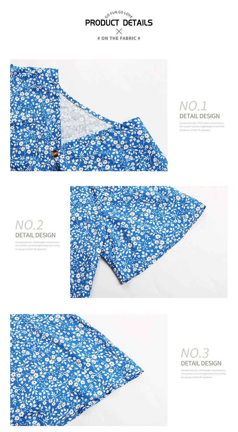 Floral dress with printed V-neck buttons
