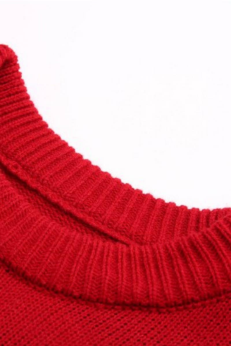 CWOSWL2488_ROUND NECK LONG SLEEVE SEQUINED CHRISTMAS SWEATER