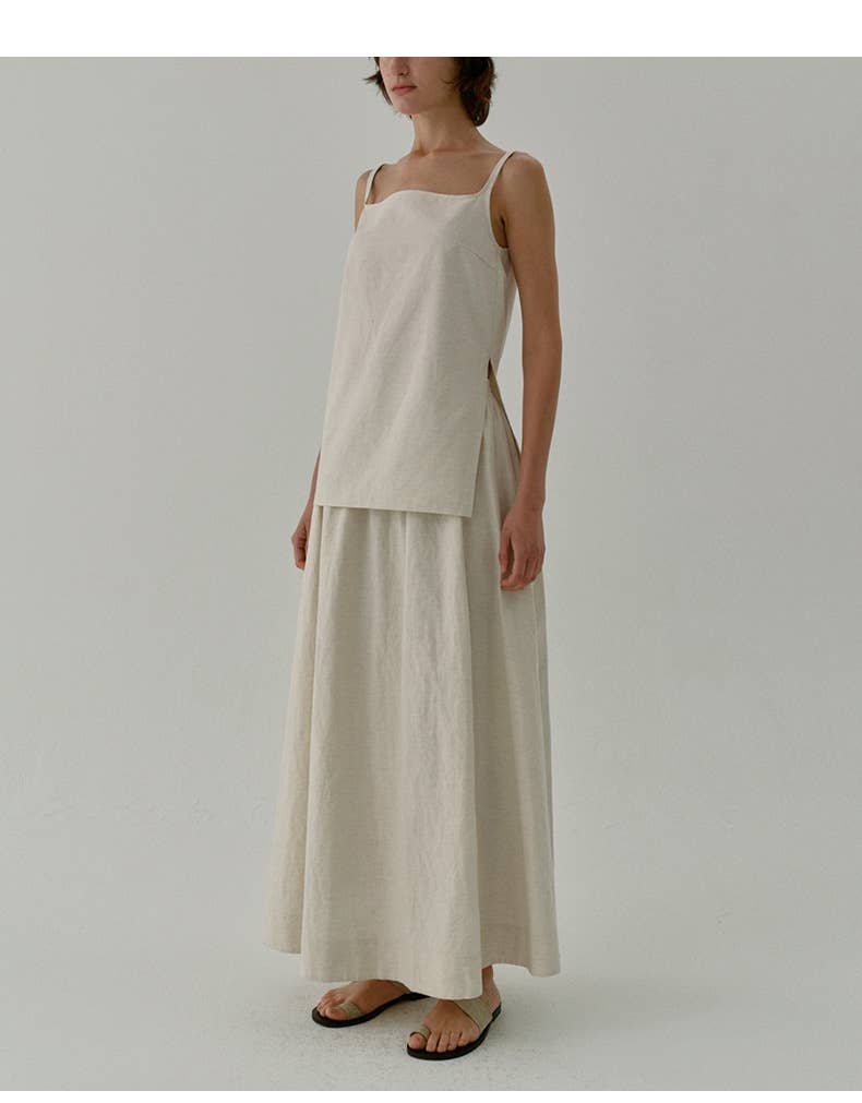 French casual loose cotton hemp camisole vest