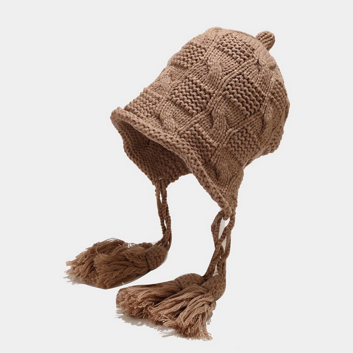 AUTUMN AND WINTER WOOL BALL KNITTED EARMUFFS HAT_CWAH1602