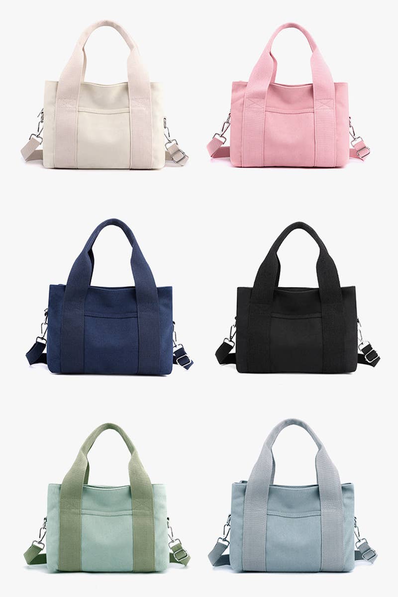 SIMPLE SQUARE HANDLE CANVAS CROSS BODY BAG_CUAB0105