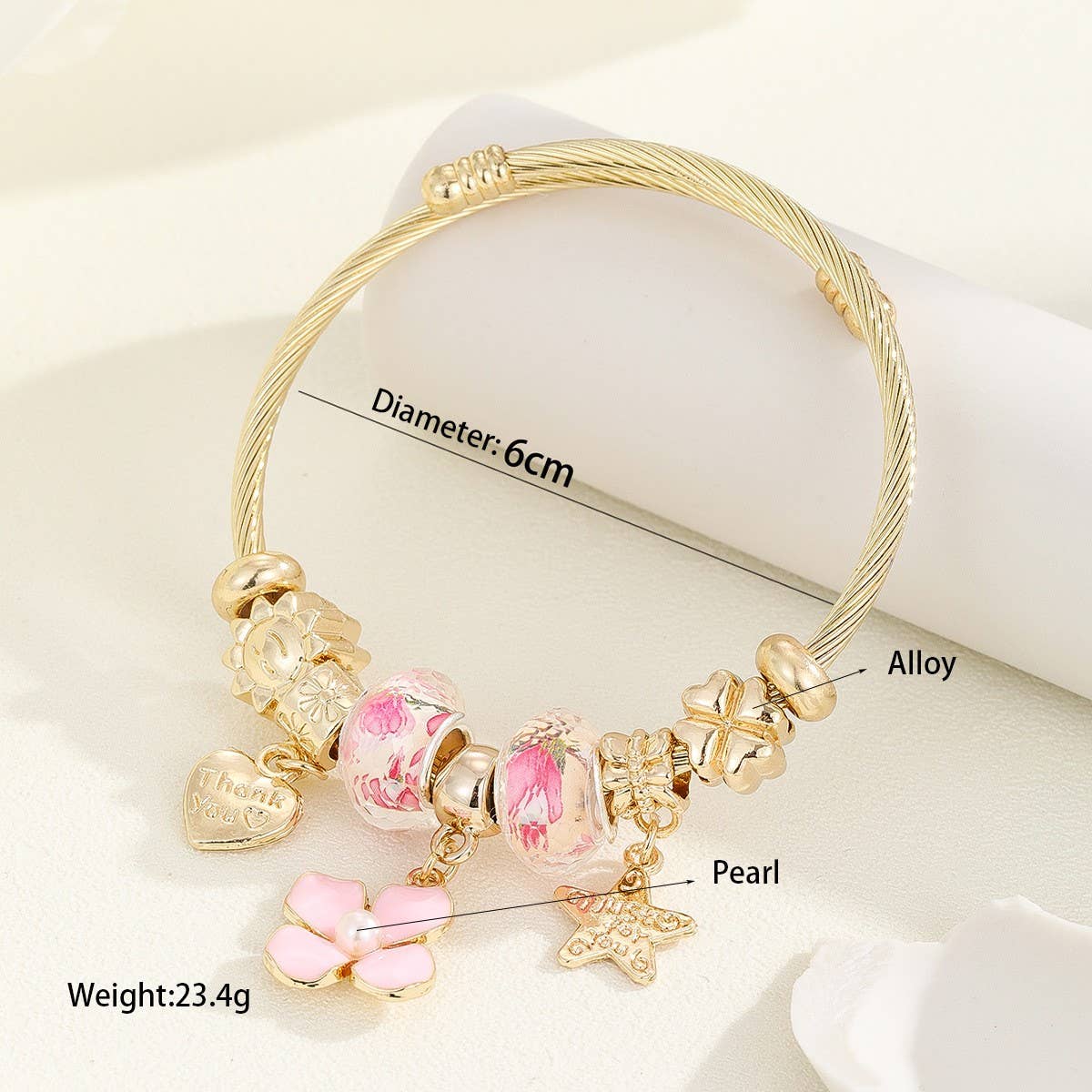 DIY Resin Charm Beaded Adjustable Bracelet