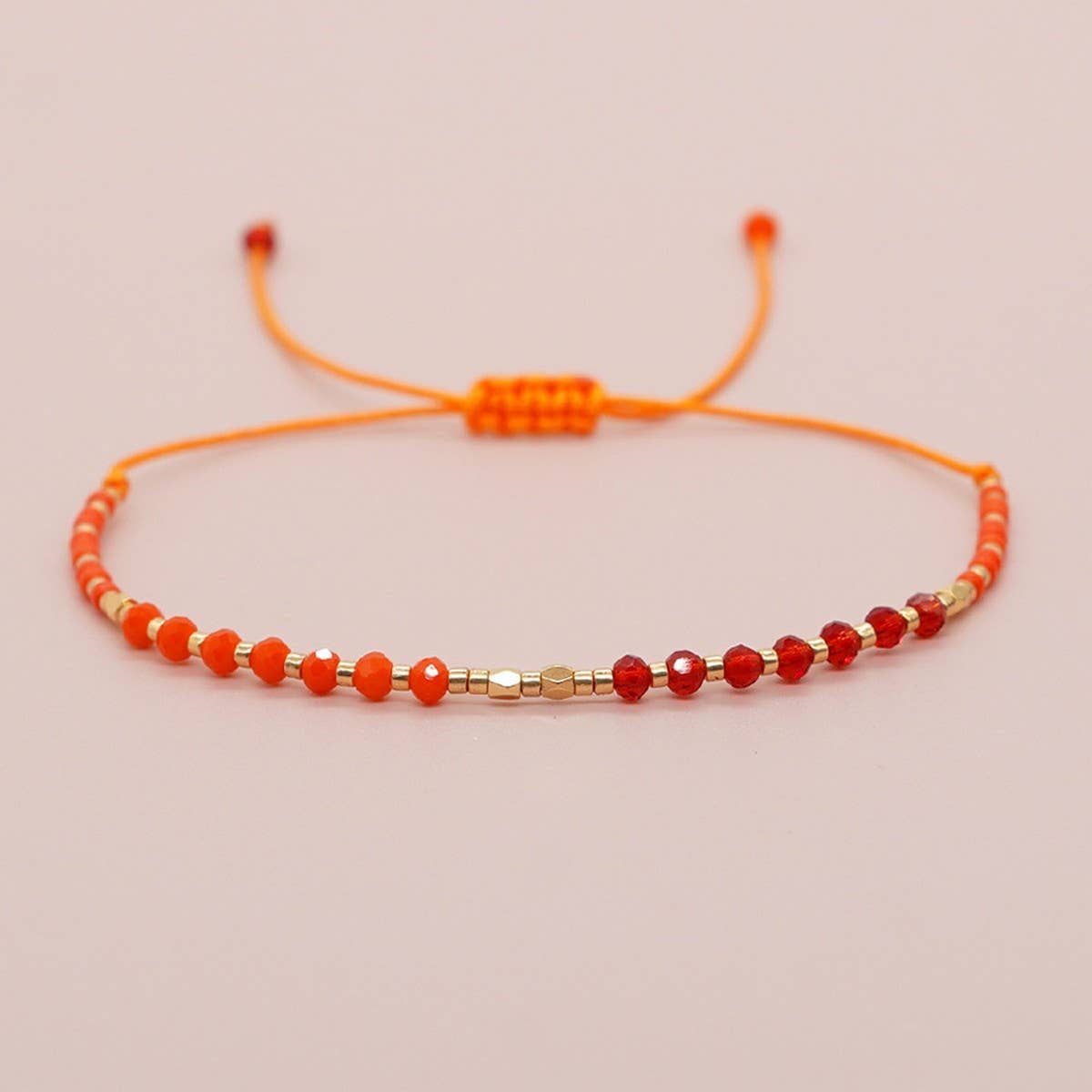 GRADIENT COLOR CRYSTAL FLAT BEAD BRACELET