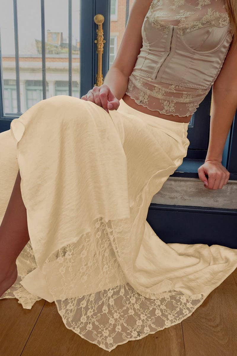 CWBLS0651_ELEGANT LACE PANEL A-LINE LONG SKIRT