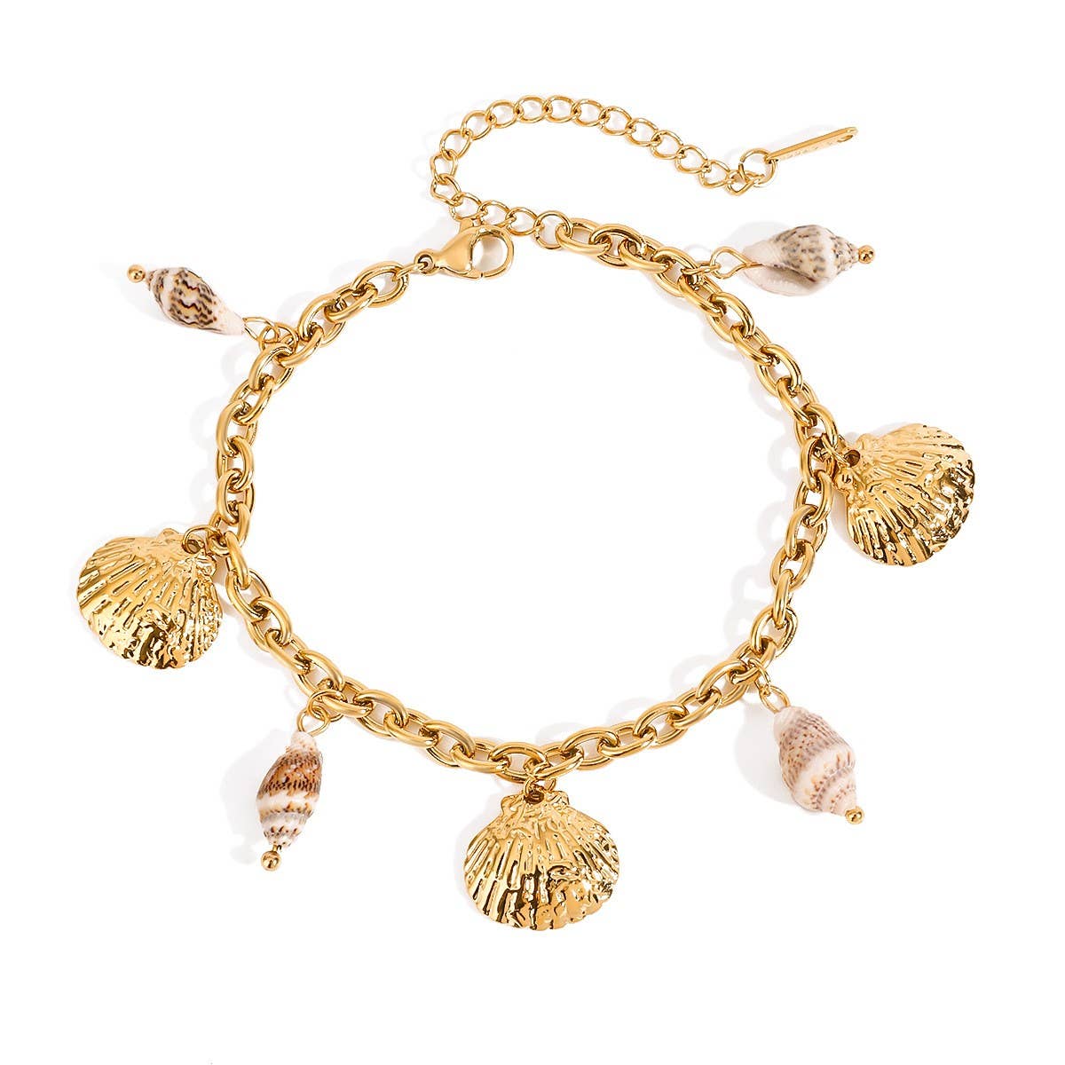 18K Gold Seashell Pendant Bracelet, Ocean Style_CWAJE4669