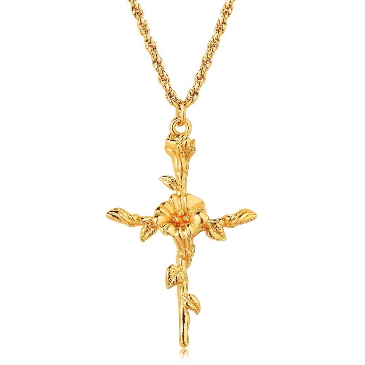 NEW CREATIVE DECEMBER CROSS FLOWER NECKLACE